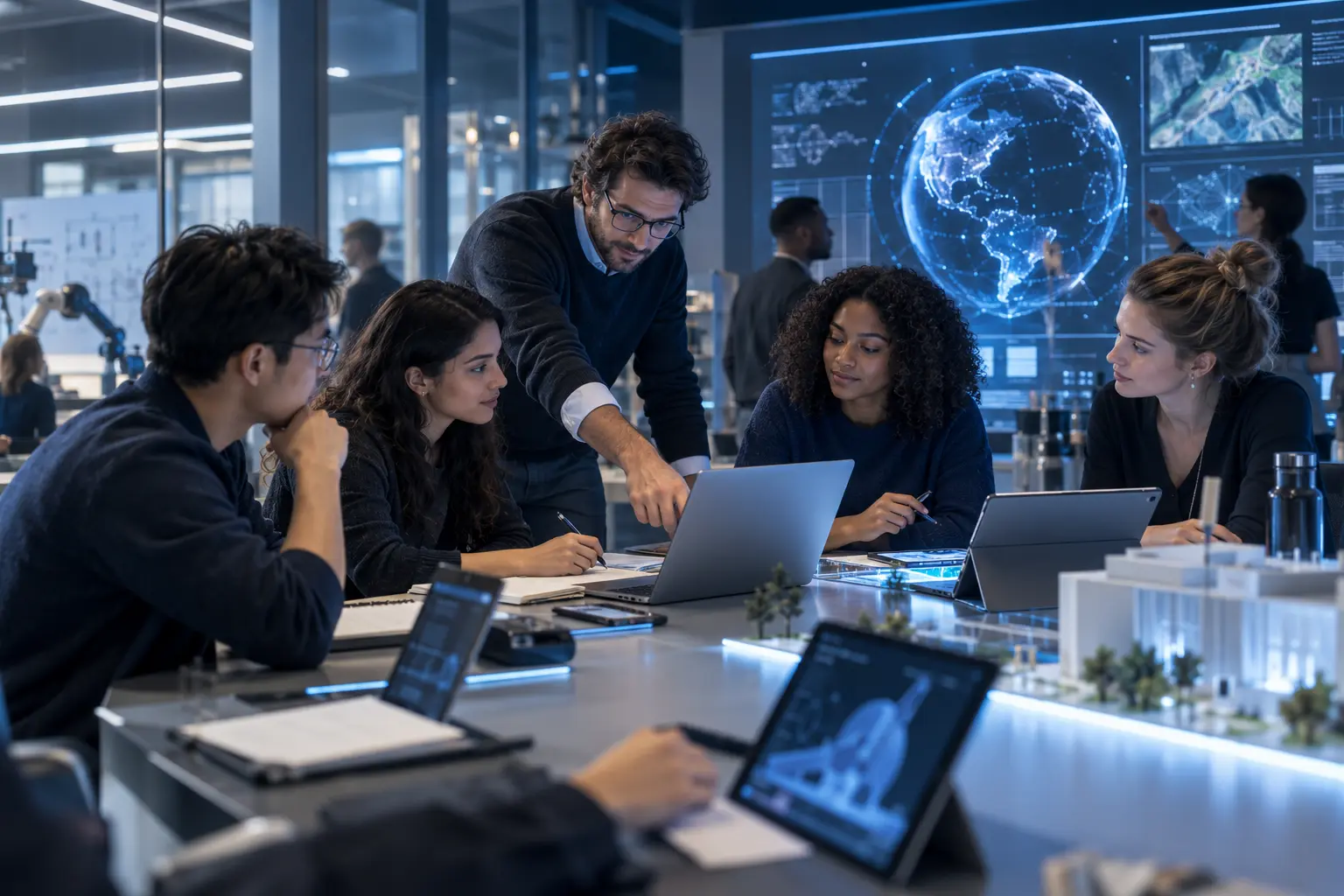 People collaborate on digital systems for the future